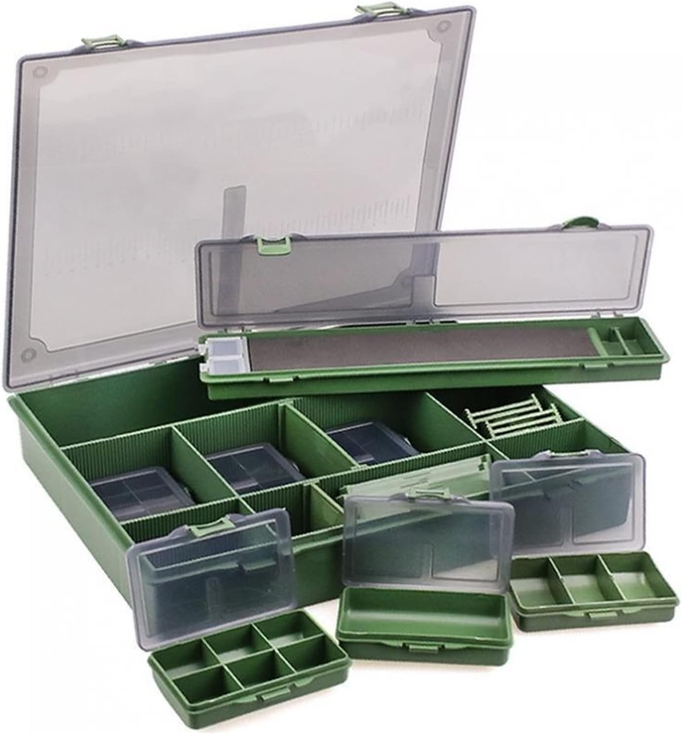36.5 X 28.5 X 5.5cm Carp Fishing Tackle Box with Ruler Built-in 6 Separate Small Boxes and Line Group Box - Image 2