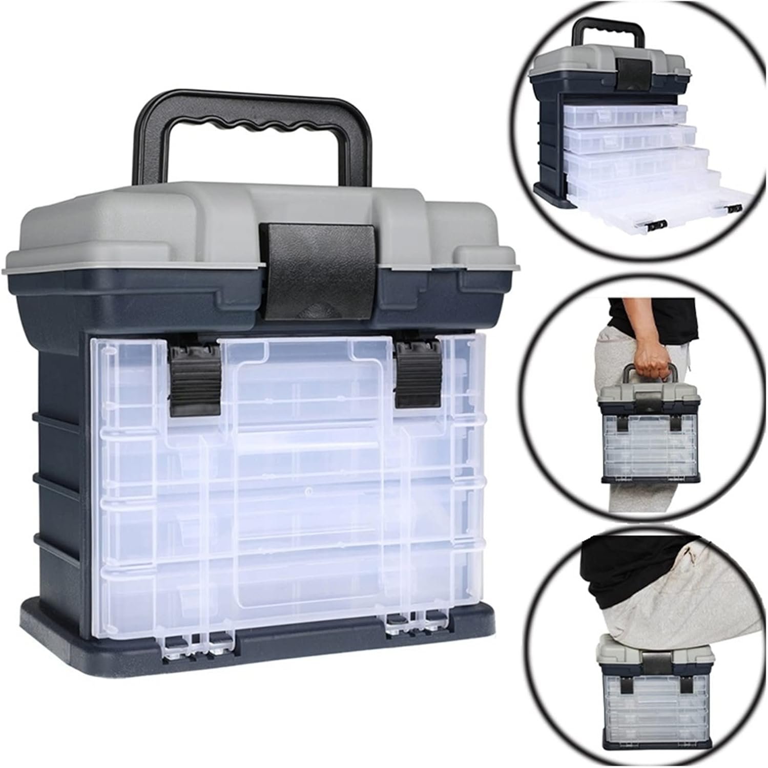 5-Layer Portable Fishing Tackle Box with 4pcs Fishing Boxes Cases Accessories Lure Tool Box Fish Bait Storage Box - Image 2