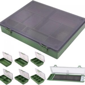 36.5 X 28.5 X 5.5cm Carp Fishing Tackle Box with Ruler Built-in 6 Separate Small Boxes and Line Group Box