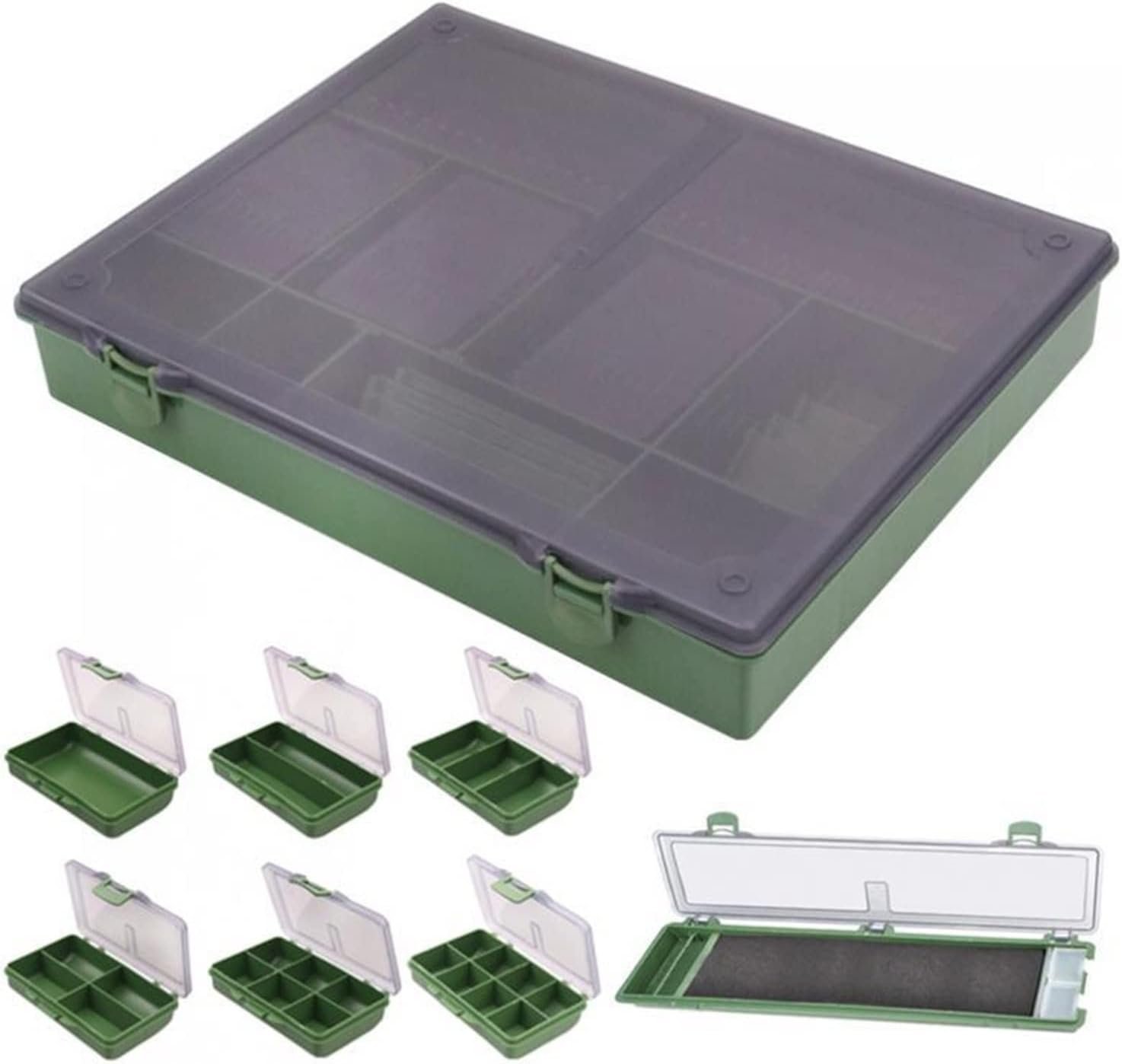 36.5 X 28.5 X 5.5cm Carp Fishing Tackle Box with Ruler Built-in 6 Separate Small Boxes and Line Group Box