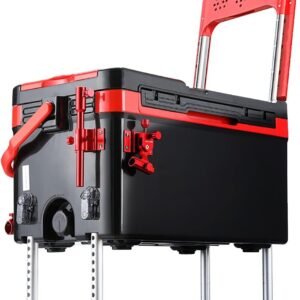 Portable Fishing Tackle Toolbox Fishing Tackle Box Large Capacity with Accessories Fishing Gear 32L Multifunctional 4-Legs Fishing Box Fishing Tool Organizer Box (Color : Black, Size : 56x30x33cm (Bl