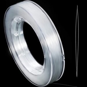 200 m Clear Nylon Invisible Thread String for Hanging Christmas Ornaments, Bracelet Making, Sew Hobby, Clear Beading Thread with Bead Needle (0.45mm)