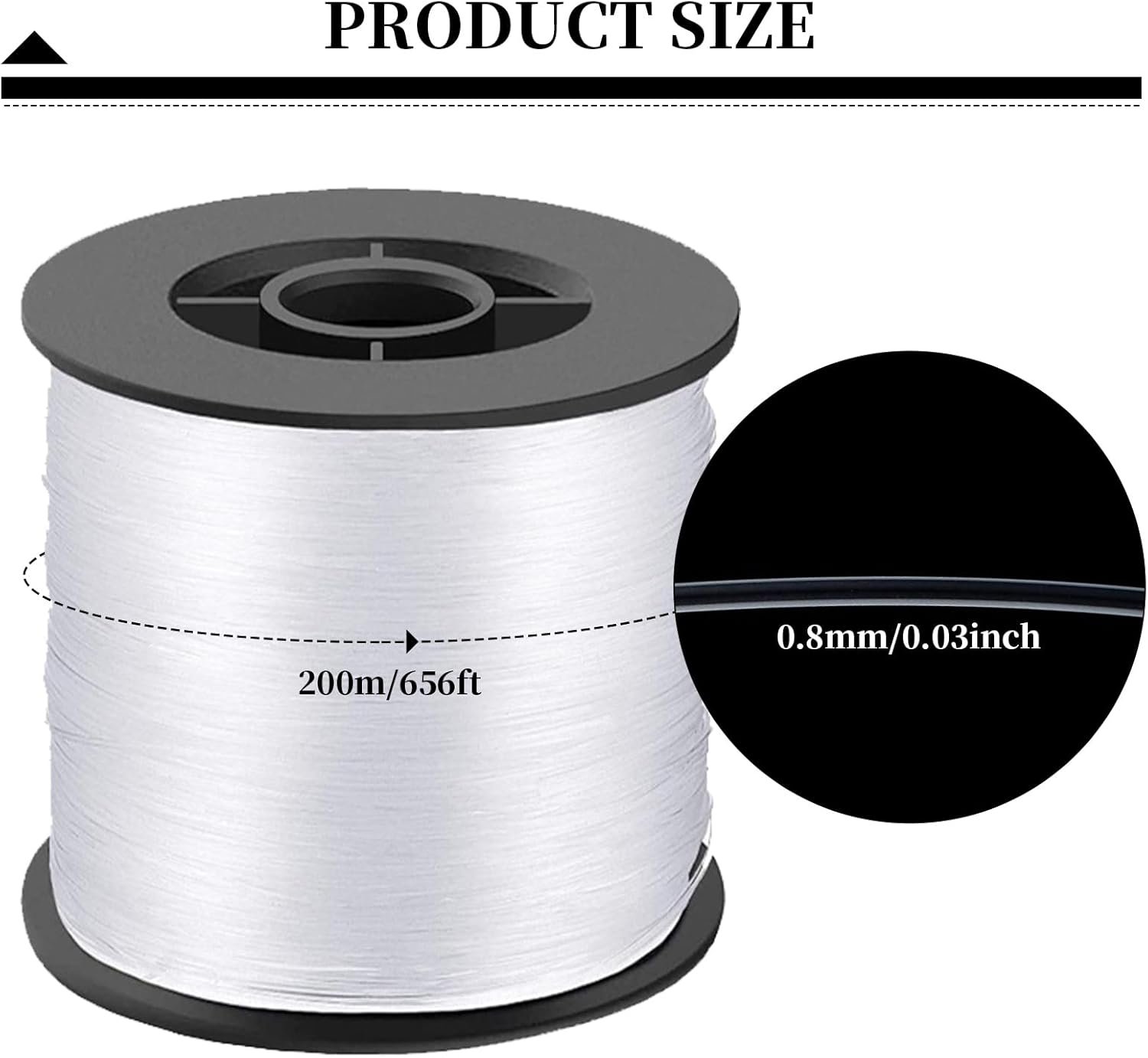 200 Meters Fishing Line, 0.8mm 57LB Clear Fishing Line Monofilament Nylon Fishing Line Invisible Hanging Wire Thickened Nylon Thread for Fishing, Hanging, Crafts - Image 2