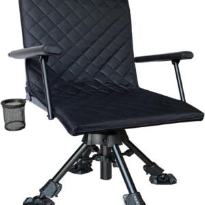 Silent Swivel Stable Portable Ground Folding Outdoor Camping Fishing Hunting Blind Chair Seat with Cover, 4 Legs Adjustable Height