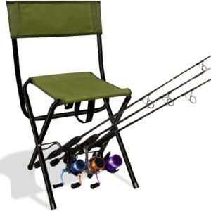 Folding Fishing Chair with Rod Holder,Green