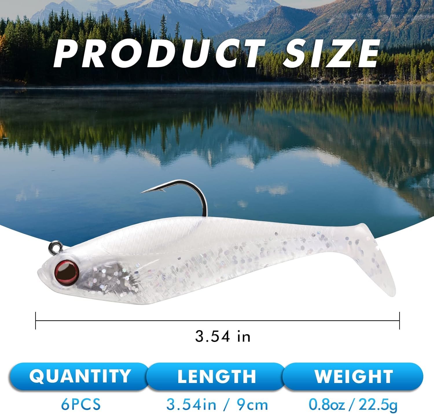 Weedless Soft Fishing Lures for Freshwater and Saltwater, Premium Pre-Rigged Jig Head Paddle Tail Swimbaits for Bass Fishing,Jigs Fishing Bait for Crappie Trout Walleye, Amazing Fishing Gifts - Image 2