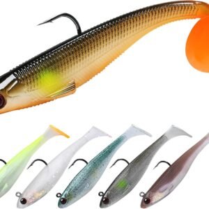 Pre-Rigged Soft Fishing Lures, Well-made Easy Catching Lures for Family Fishing, Great Action Swimbait with Spinner, All-conditions Fishing Gear for Bass Trout Walleye, Crappie Fishing Jigs