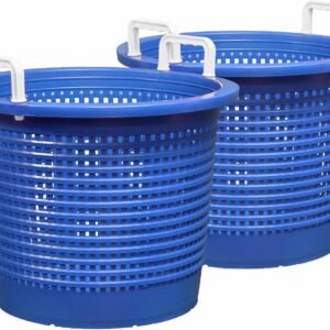 Large,  Heavy Duty Fish Baskets. Blue with White Handles. Made in USA. 2-Pack.