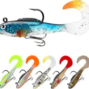 Pre-rigged Fishing Jigs for Freshwater and Saltwater, 1:50  Durable T Fishing Lures, Well-made Lifelike Shrimp Crayfish Swimbait, Weedless Lure for Bass Trout Walleye, Keep Separately!