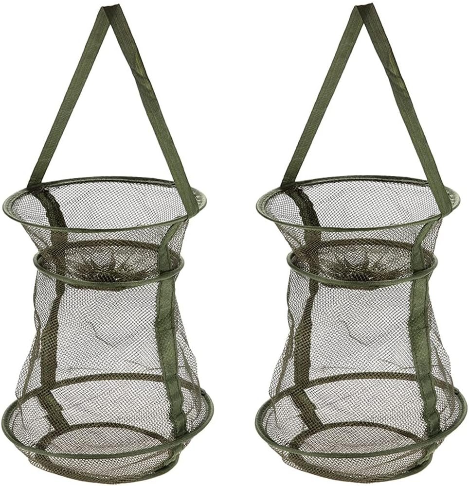 2Pcs Collapsible Fishing Cage Basket Net for Keeping Fish Alive