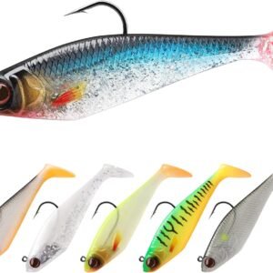 Weedless Soft Fishing Lures for Freshwater and Saltwater, Premium Pre-Rigged Jig Head Paddle Tail Swimbaits for Bass Fishing，Jigs Fishing Bait for Crappie Trout Walleye, Amazing Fishing Gifts