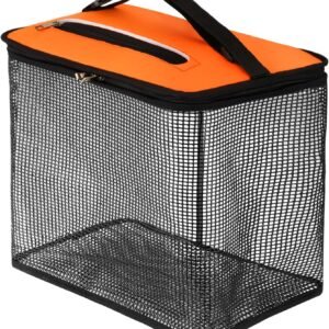 Floating Fish Basket, Extra Large 15.5x9.7x14.5 inches Fishing Basket for Live Fish, Foldable Fishing Holder Bucket Portable Collapsible Mesh Fishing Bait Storage Cage