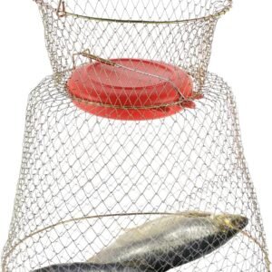 Floatable Galvanized Steel Wire Fish Baskets, Collapsible Floatable Wire Fish Baskets,Portable Fishing Basket Fishing Net Cage (1)