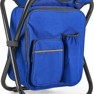 Backpack Stool Cooler Chair Heavy Duty 400 LBS Max Load Portable Lightweight Stool Backpack Folding Fishing Cooler Seat for Camping Hunting Fishing - Dark Blue