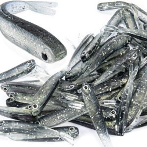 50 PCS Plastic Soft Fishing Lure, Lifelike Forked Tail , Fishing Baits Tackle for Saltwater and Freshwater Bass, Crappie, Walleye, or Trout Lures